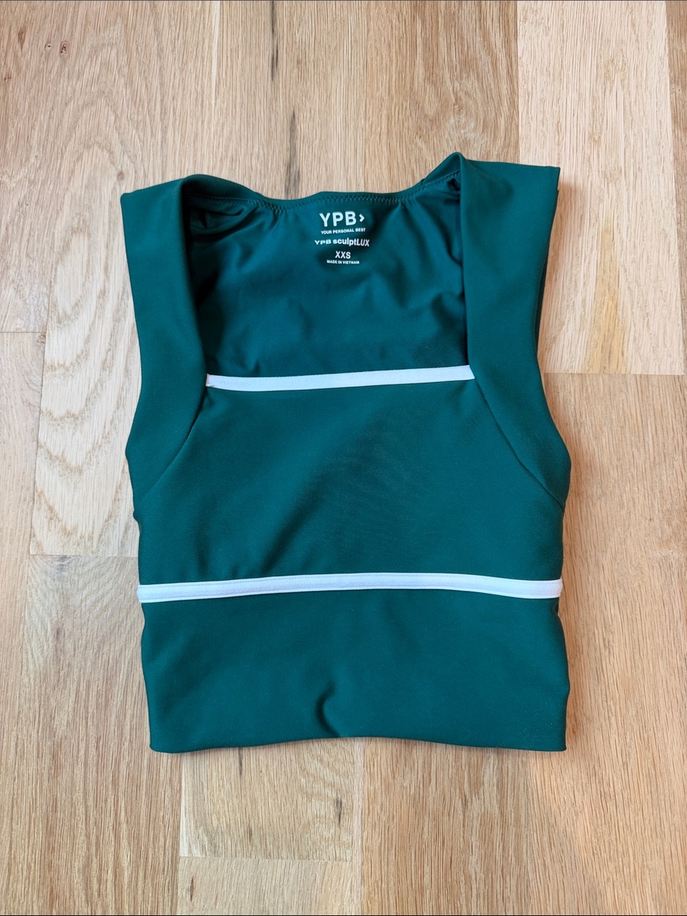 YPB Deep Teal Athletic Crop Top with White Bands